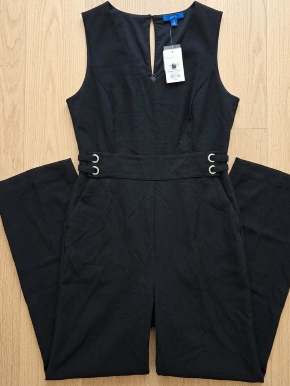Apt. 9 Black Sleeveless Belted Jumpsuit